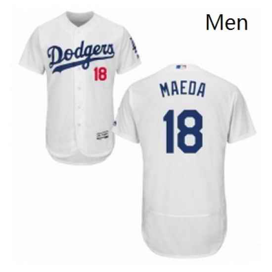 Mens Majestic Los Angeles Dodgers 18 Kenta Maeda White Flexbase Authentic Collection MLB Jersey